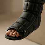 Detail of the open-toe foot section of the FlowZen compression boot