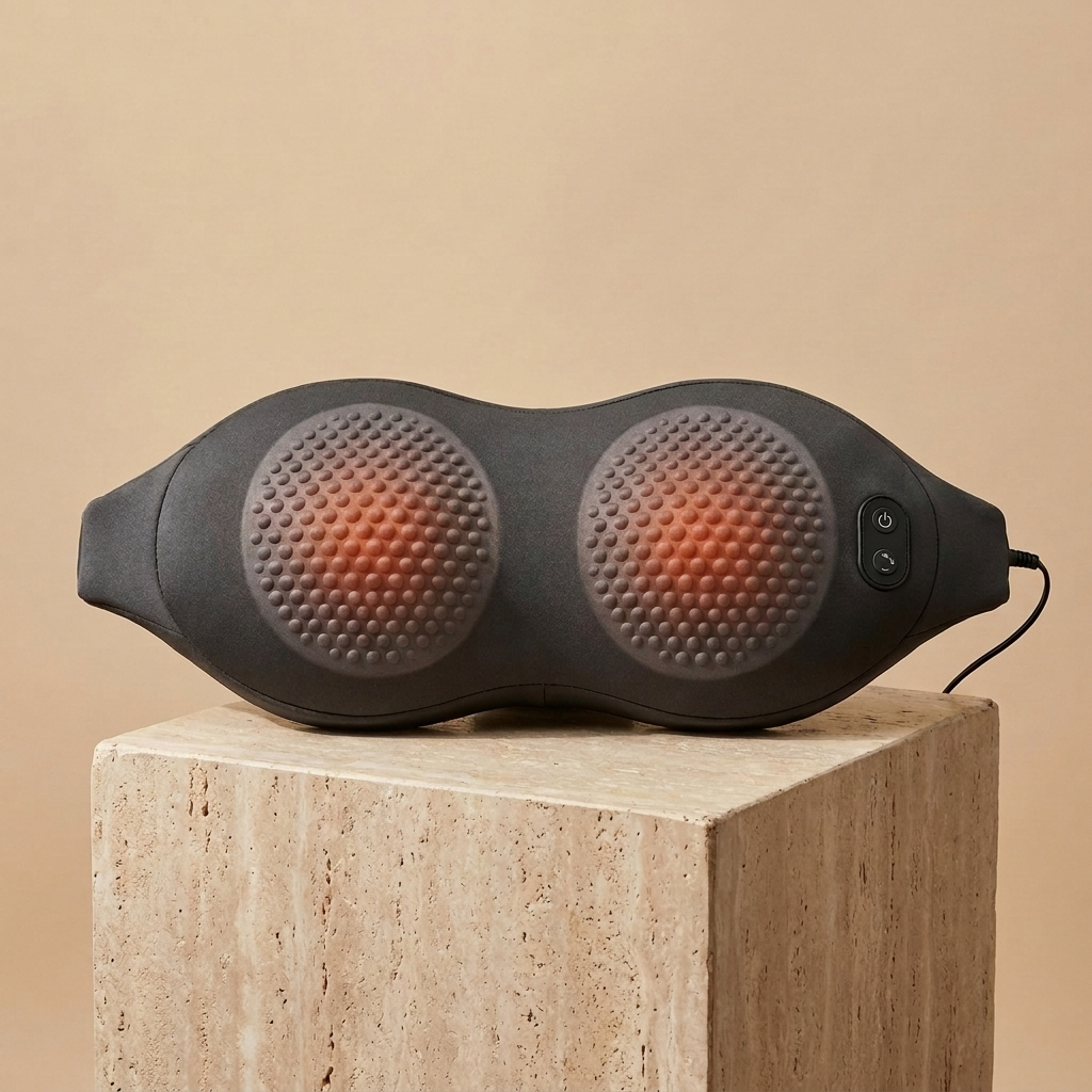 Close-up of the ArchZen massage cushion's two dimpled massage zones and side control panel