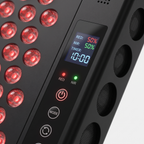 Close-up of the BeamZen control panel showing red and NIR readouts