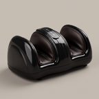 CalfZen black foot and calf massager with PU-leather lined foot tunnels