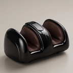 CalfZen glossy black foot and calf massager with PU-leather lined tunnels