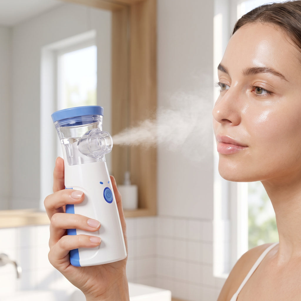 MistZen nano hydration mist sprayer used on the face