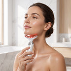 AuraZen warming facial wand used along the neck