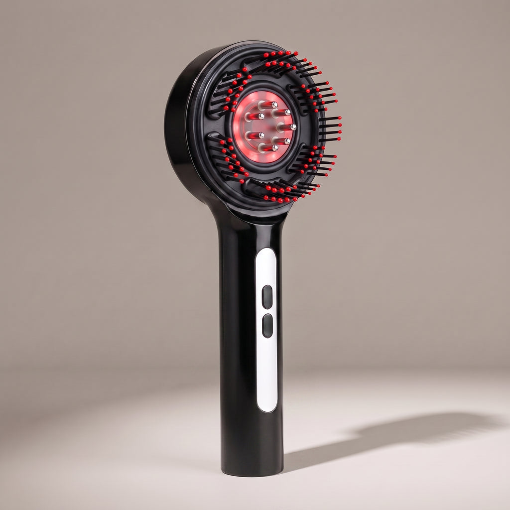 RelaxZen vibrating scalp massager comb in black