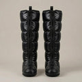 LegZen black quilted air compression leg massage boots, pair standing