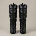 LegZen black quilted air compression leg massage boots, pair standing