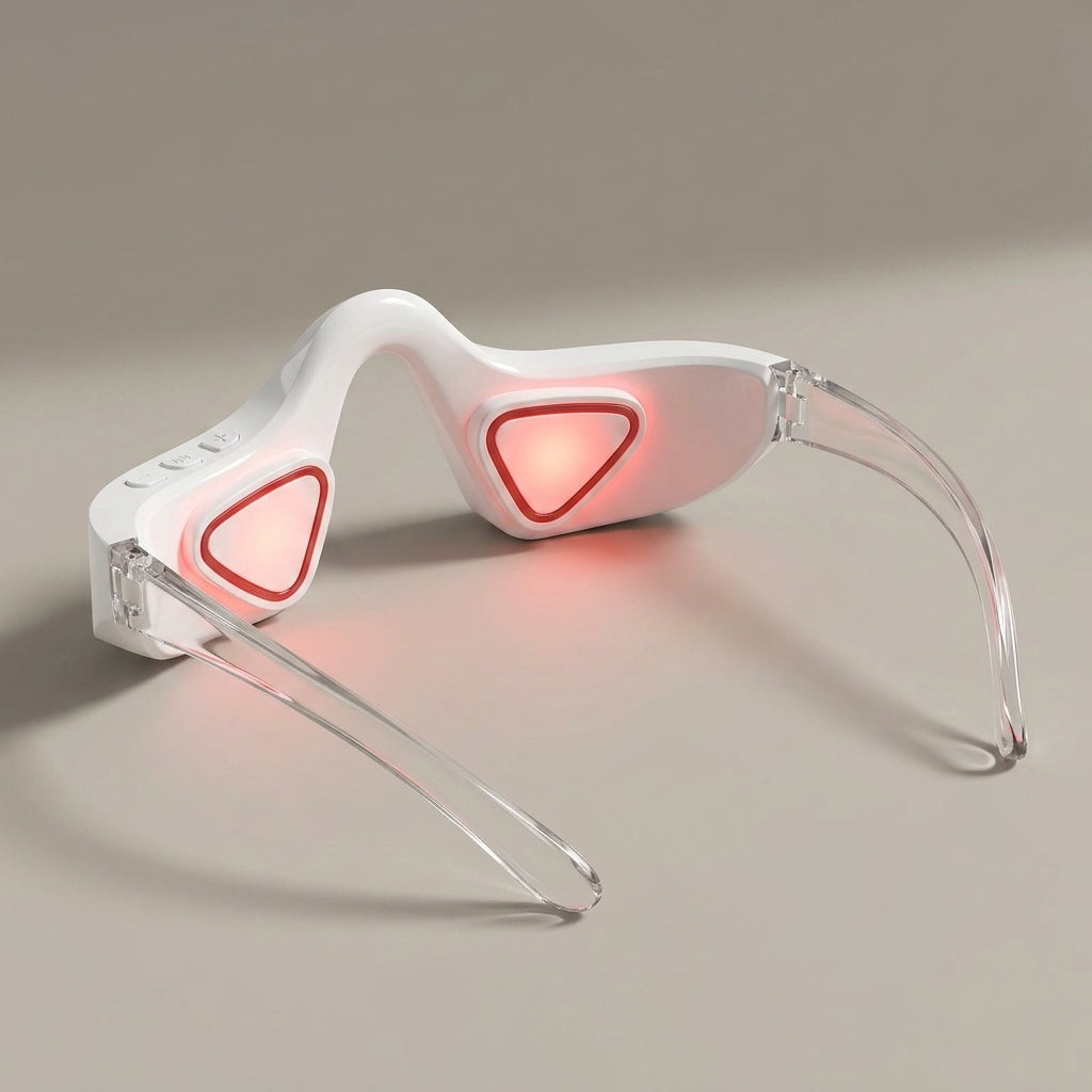 LumiZen white under-eye device with clear arms shown from another angle