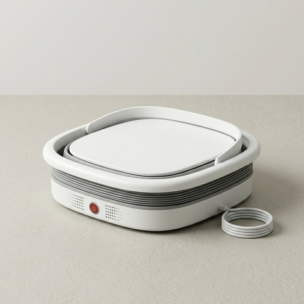 SoakZen foot spa collapsed flat for compact storage