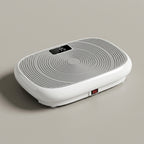 VibeZen white compact whole-body vibration plate with gray textured deck