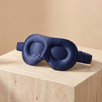 Navy blue DreamZen silk sleep mask with deep moulded eye cups