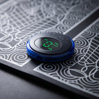 Close-up of the FlexZen blue control button with green digital display