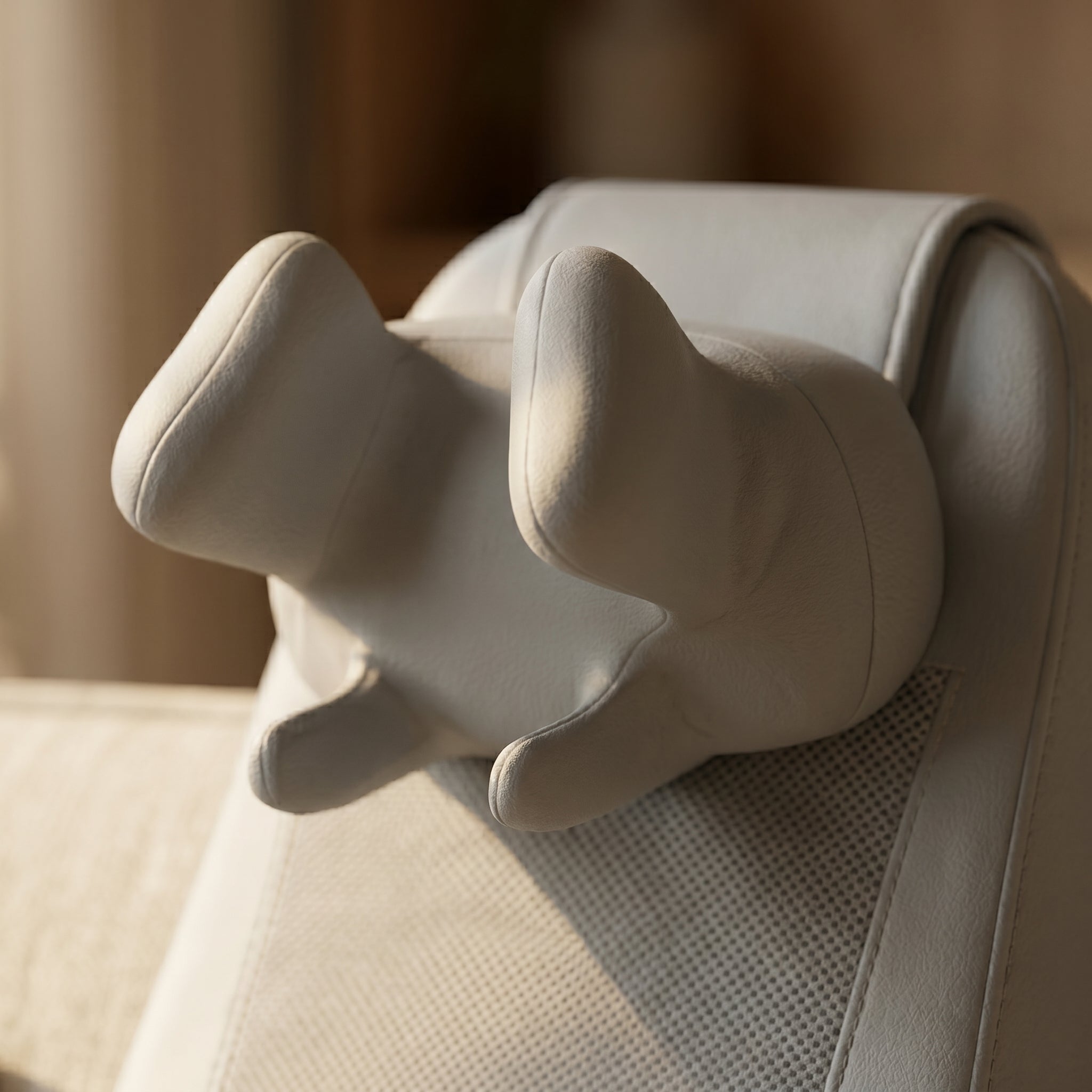 Close-up of KneadZen neck massage nodes with soft studio lighting