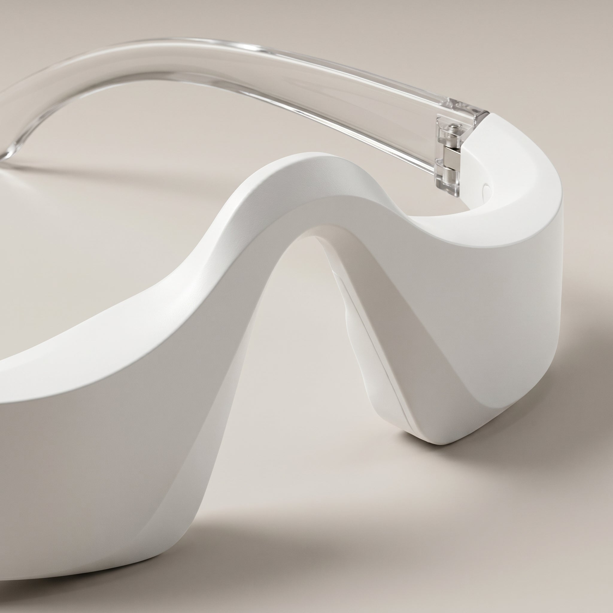 Close-up of the LumiZen under-eye band and clear temple arm