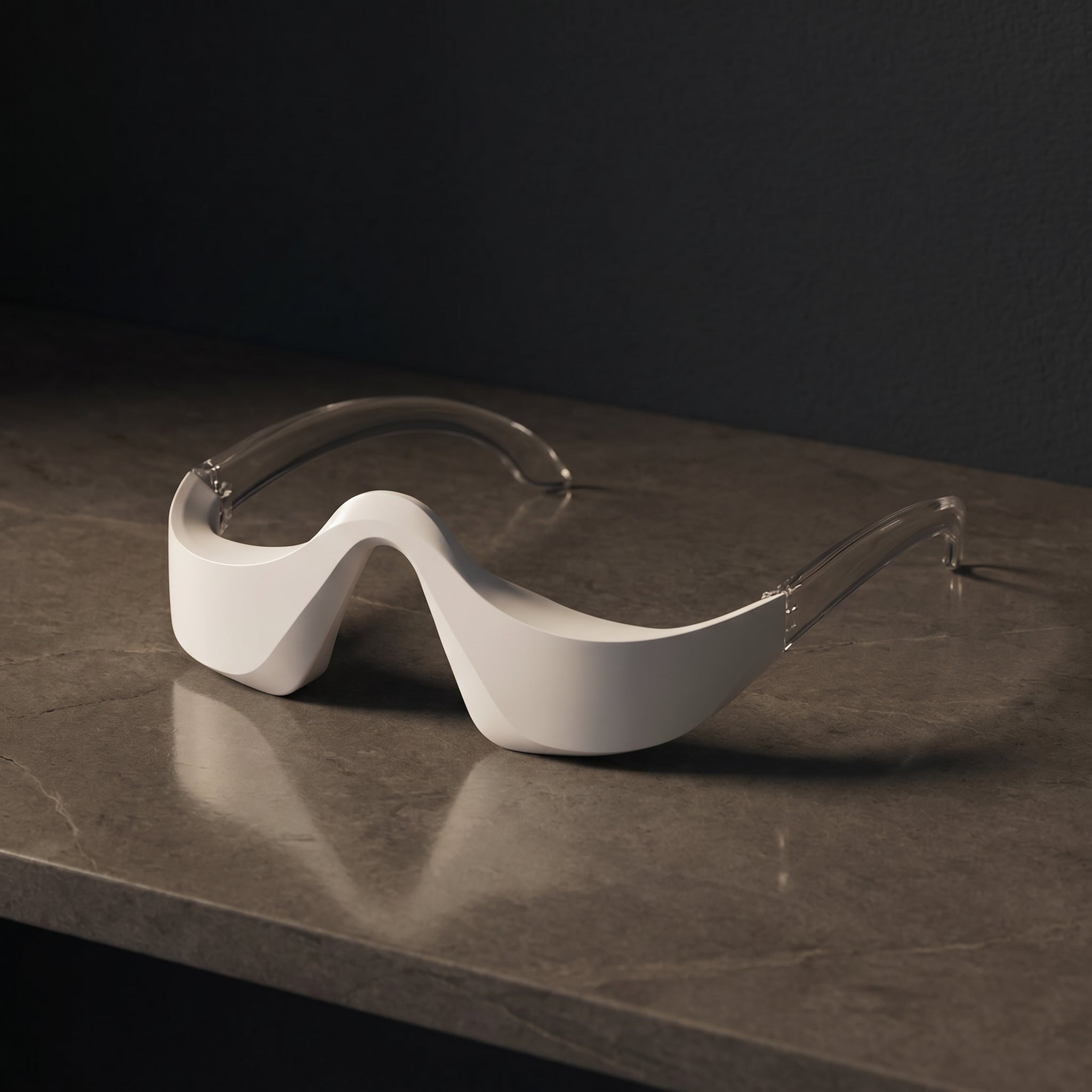 LumiZen eye device on dark stone in calm evening light