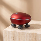 Red ScalpZen scalp massager with silver band and four massage heads