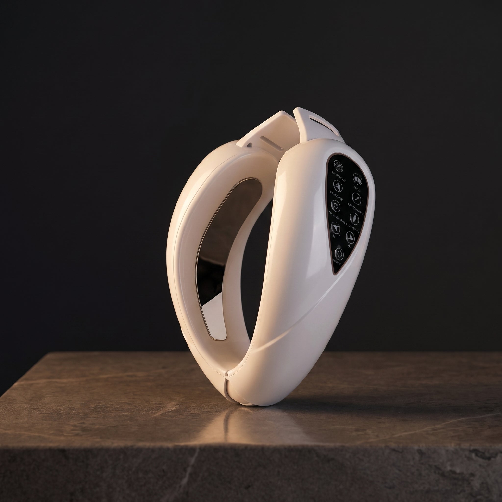 SculptZen face device on dark stone in calm evening light